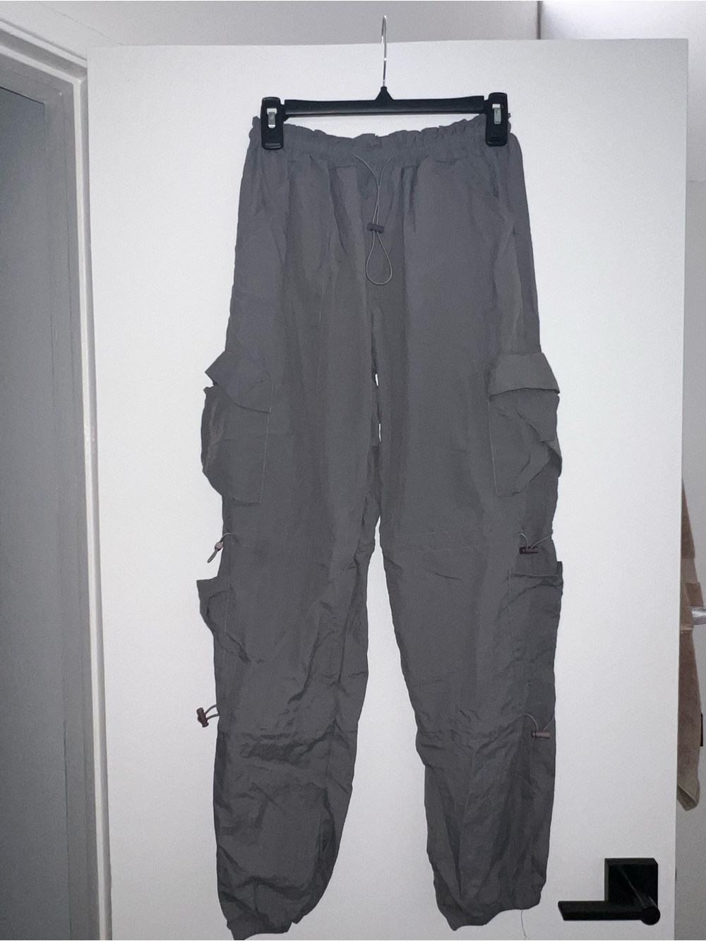 Gray Parachute Cargo Pants Adjustable Utility Techwear Size XS